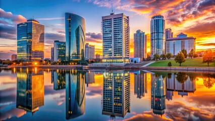 Obraz premium Minsk Skyscrapers Cityscape Macro Photography AI Art
