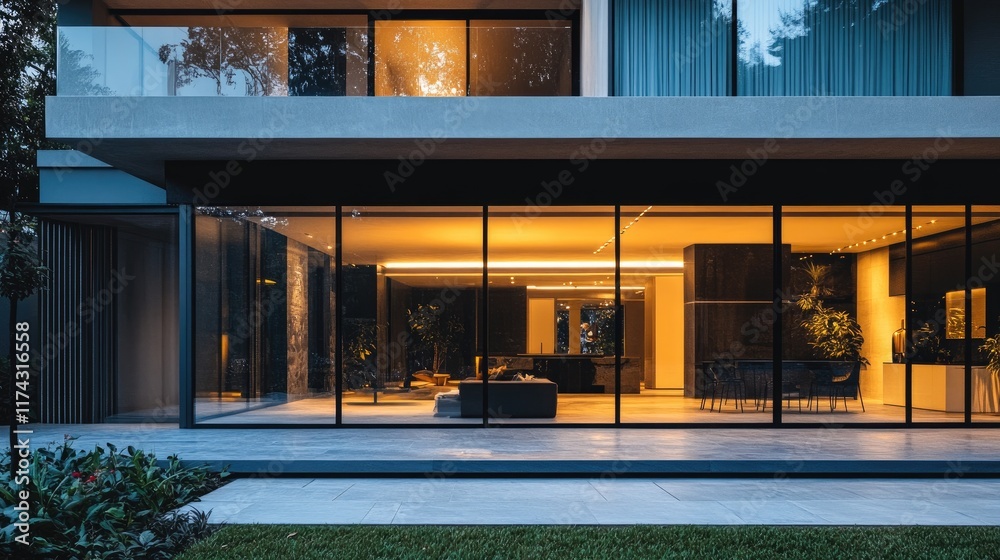 Aufkleber a modern building with minimalist design and clean edges, showcasing contemporary architecture at it