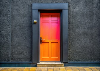 Modern Black Door Gray Wall AI Photo, Rule of Thirds