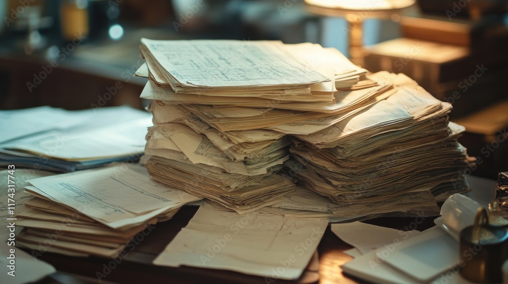 Poster a pile of export documents and invoices on a desk, representing the necessary paperwork for global t