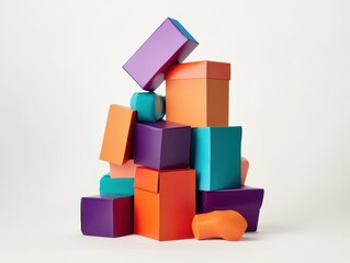 Obraz premium Stacked colorful gift boxes in mixed sizes 