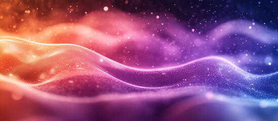 Abstract background with glowing particles and a wavy shape, creating a dreamy and colorful backdrop.