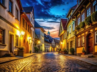 Fototapeta premium Night City Street Architecture Village Tourism Rule of Thirds