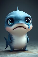 An expressive illustration of a shark with large, teary eyes. The shark's sad expression adds an emotional element to the image, creating a sense of empathy and connection with the viewer.