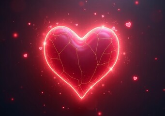 Bright glowing heart design with animated effects for romantic themes and celebrations