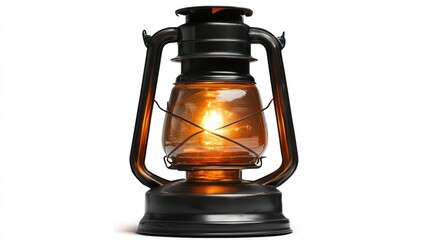 A vintage-style kerosene lantern with a warm amber glow. Ideal for camping trips, rustic decor, or emergency lighting.