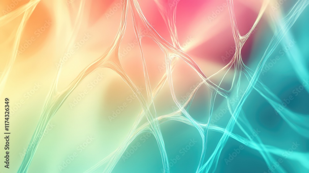 Poster abstract glowing neural pathways symbolizing ai-powered decision-making in business analytics on a f