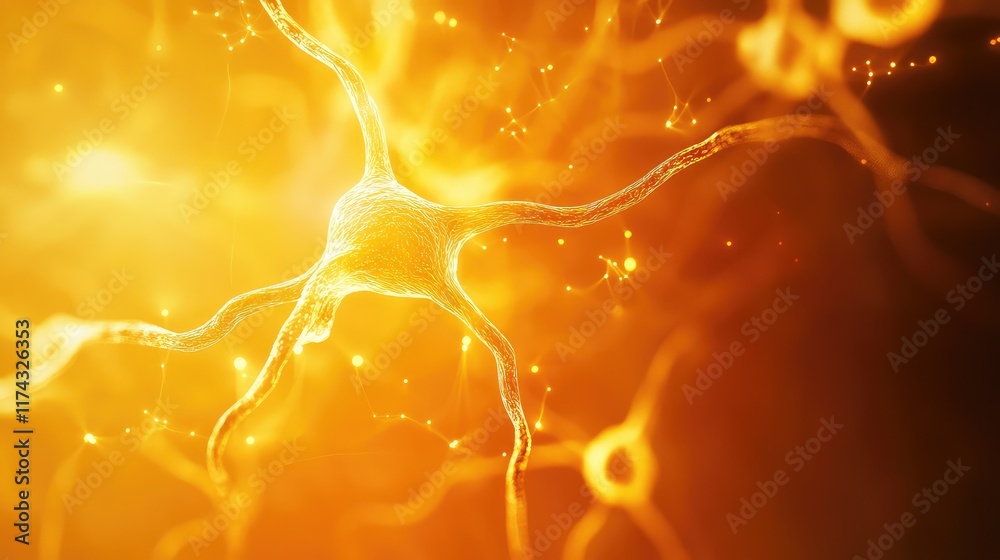 Poster abstract glowing neural pathways symbolizing ai-powered decision-making in business analytics on a f