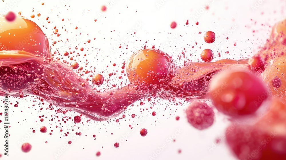 Poster abstract visualization of nanotechnology processes with glowing particles and connected structures o