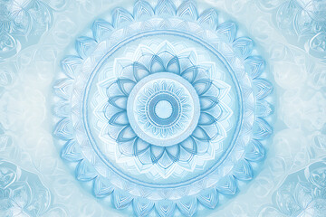 Mandala created with clean, detailed contour lines, showcasing symmetrical geometric and floral patterns. Minimalistic design with an artistic, balanced aesthetic