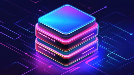 A digital representation of data science algorithms with a glowing holographic effect, set on a dark gradient background. Copy space included.