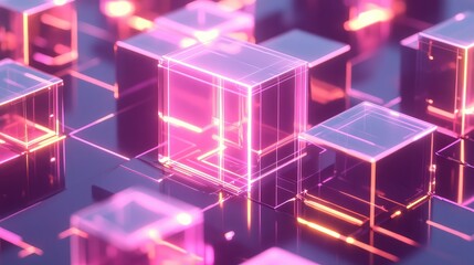 Obraz premium A digital representation of small business metrics powered by AI algorithms, glowing on a clean, futuristic background with space for copy.