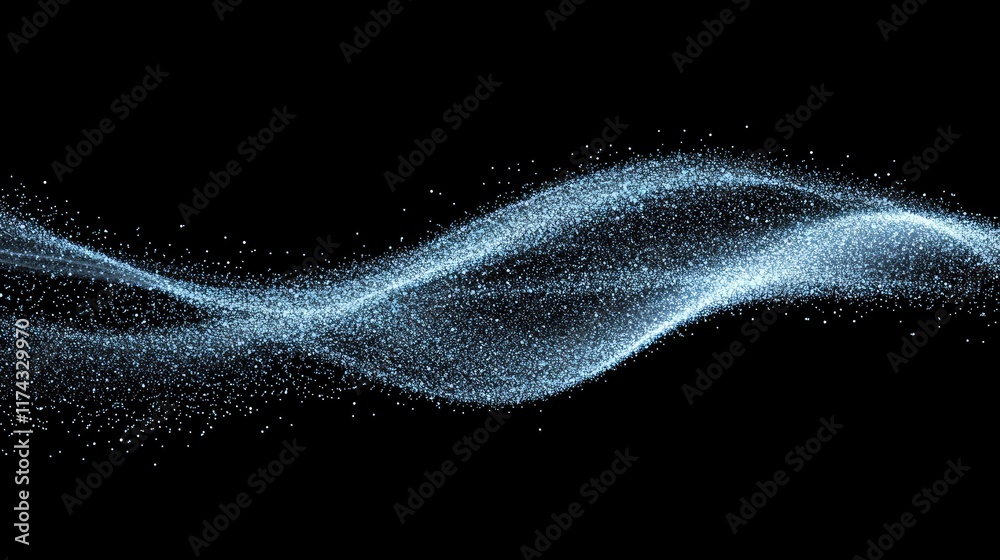 Poster a digital wave of blue particles flowing across the screen, symbolizing real-time edge data processi