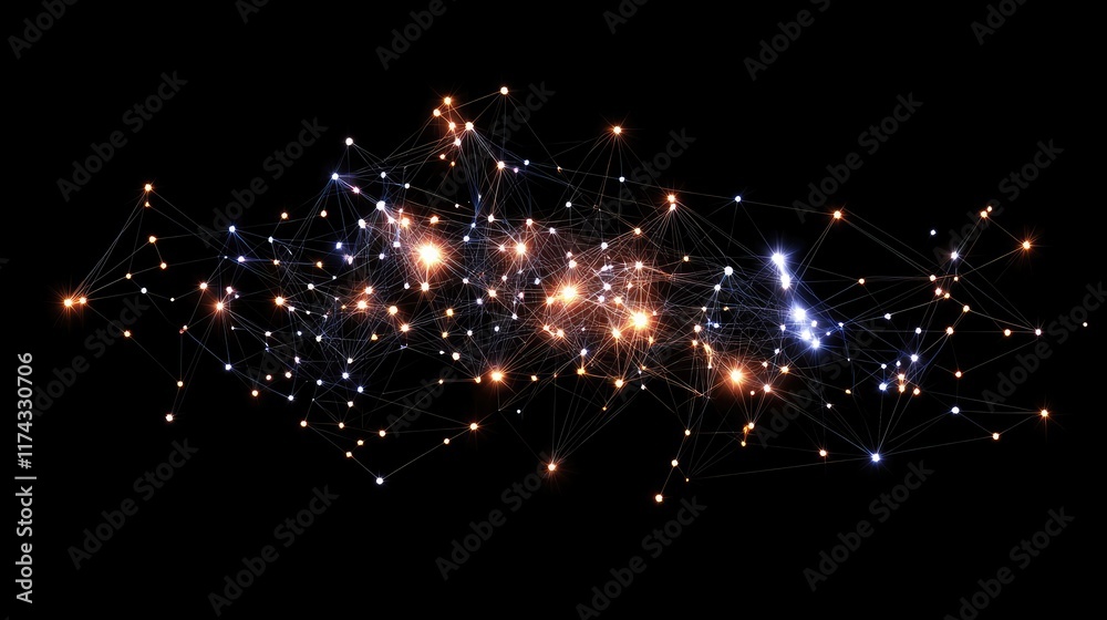 Poster a futuristic digital chart with glowing lines representing ai-driven small business science, display