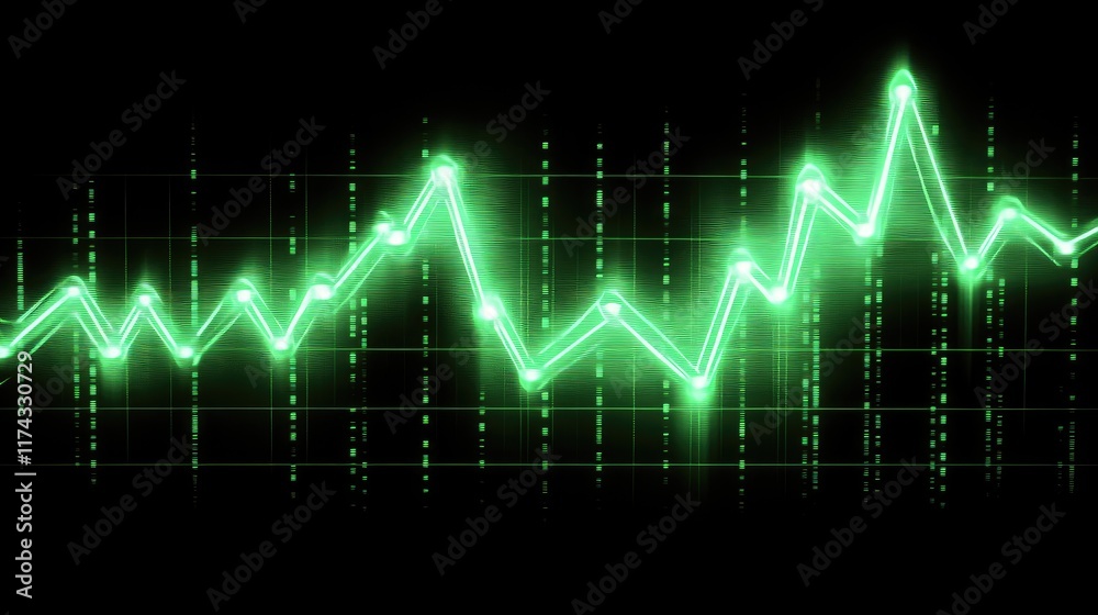 Poster a futuristic digital chart with glowing lines representing ai-driven small business science, display