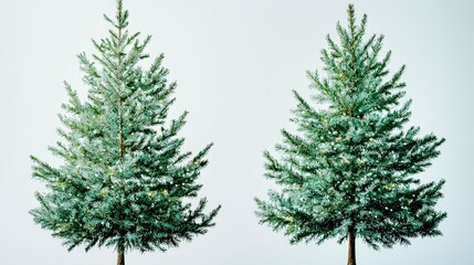 Festive Christmas Trees  Winter Holiday Decor  Snowy Branches  Illuminated Lights