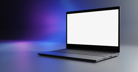 Laptop Notebook isolate blank screen display mockup pc. Copy space