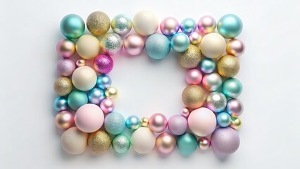 Pastel New Year Balls Square Frame - Minimalist AI Art