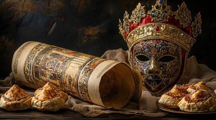 Happy Purim festivity: Jewish celebration, cultural unity, lively occasion, traditional costumes, joyous spirit, sacred history, festive gathering, holiday meaning, joy historic significance.