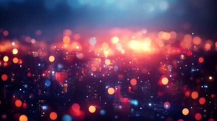 Fototapeta premium Vibrant city lights at dusk urban landscape digital art evening