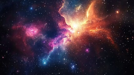 fantastic multicolored outer space with stars, constellations, galaxies, planets and nebulae.