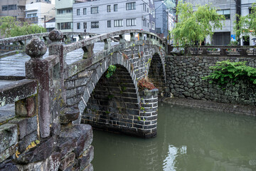眼鏡橋　長崎市の観光地　あじさいの名所