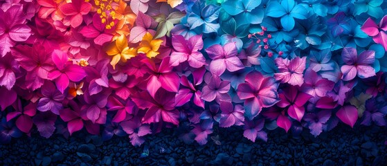 Vibrant Floral Background with Colorful Petals in Shades of Pink, Purple, and Blue for Creative Design and Decoration