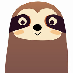 Cute Sloth on Gray Background.
