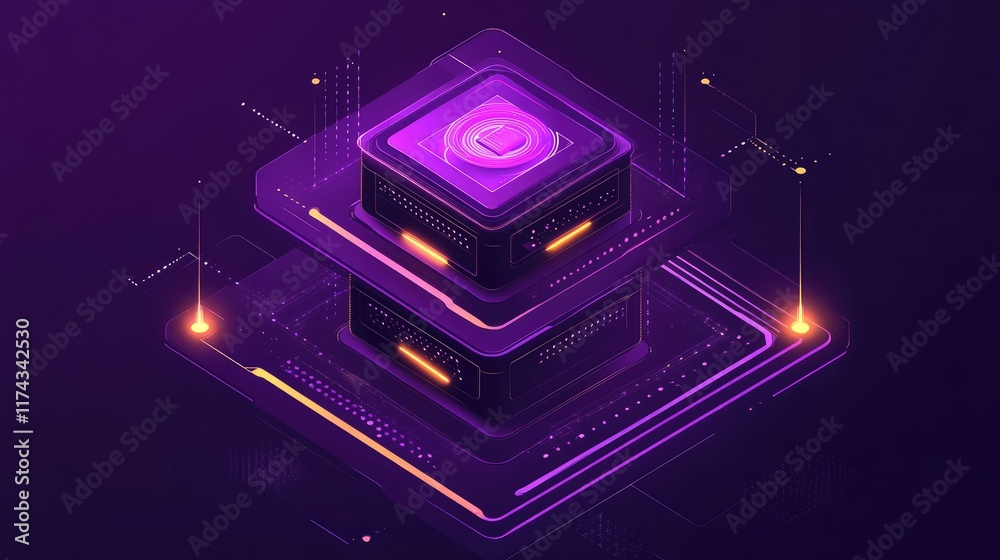 Poster layers of glowing ai data nodes symbolizing innovative software development on a clean futuristic gr