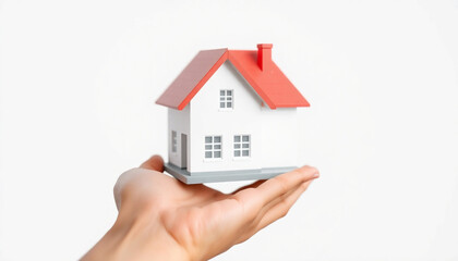 house in hand, house planning concept, dream house planning, isolated house in white background