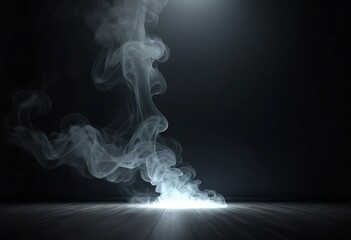 Obraz premium White Smoke Rising from Floor in Dark Room
