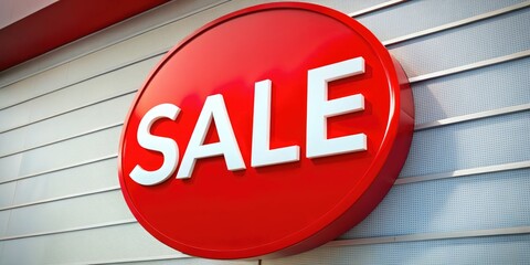 Red and White Sale Sign with Copy Space - AI Photo