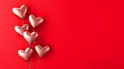 Valentine's wallpaper with red heart balloons, romantic theme for love celebrations .