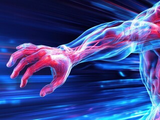 Digital Anatomy Hand Reaching Through Speed Lines