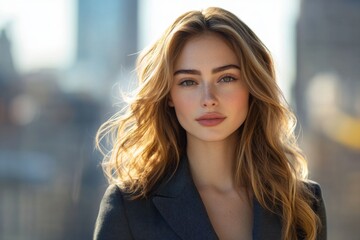 Fototapeta premium Portrait of a smiling young woman with natural lighting
