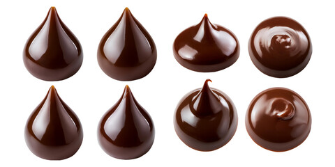 Fototapeta premium Chocolate Drops and Swirls , png collection isolated on transparent background