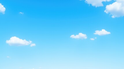 Bright Blue Sky with Fluffy White Clouds and Clear Atmosphere