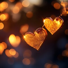 Obraz premium Enchanting Bokeh Hearts Glow in Golden Valentines