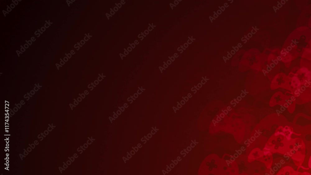 Poster red game controller shapes are moving from the bottom right of a gradient grid abstract background, 