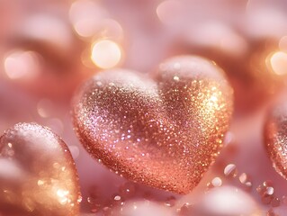 Obraz premium Sparkling Glittery Heart in Soft Pastel Tones Valentine s Day Inspired Abstract Romantic Background