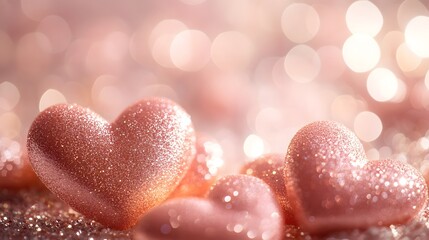 Sparkling Heart Shaped Bokeh in Romantic Pink and Red Hues for Valentine s Day