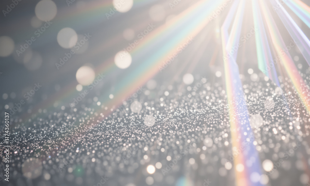 Poster beautiful display of prism light creates sparkling effect on surface, with colorful rays and shimmer