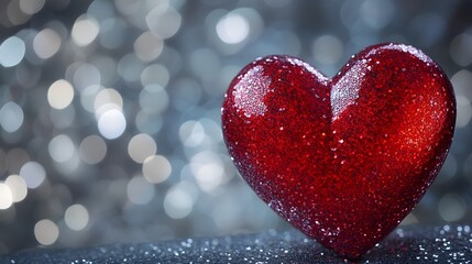 Obraz premium Sparkling Red Heart Bokeh Backdrop for Romantic Valentine s Day