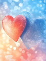 Obraz premium Sparkling Hearts in Soft Blurred Bokeh Valentine s Day Background