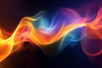 Fototapeta premium Chromatic Data Stream – A stream of shifting chromatic bands flowing through a dark void, creating an ethereal sense of a continuous digital flow.