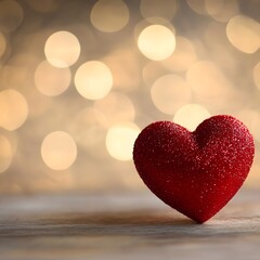 Fototapeta premium Sparkling Red Heart with Bokeh Background for Valentine s Day