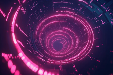 Fototapeta premium Cybernetic Spiral – An abstract spiral pattern made of glowing neon lines, continuously morphing and twisting in an otherworldly way, symbolizing a digital mind.
