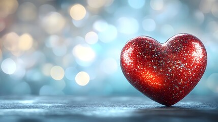 Fototapeta premium Sparkling Red Heart with Blurred Bokeh Backdrop for Valentine s