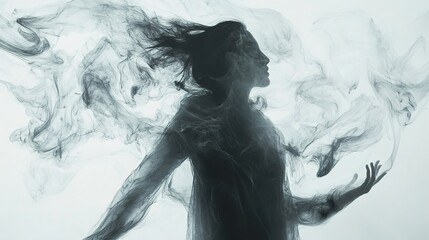 Fototapeta premium Ethereal Woman in Smoke: A Dreamlike Abstract