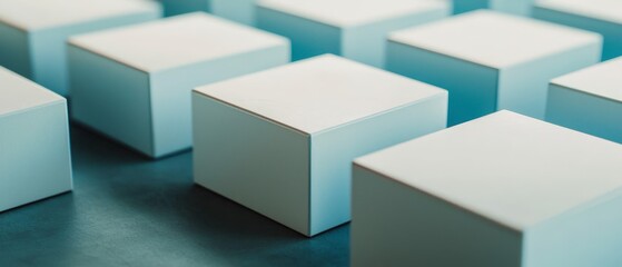 Abstract Blue and White Cube Pattern Background